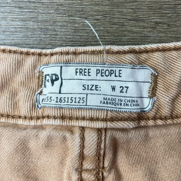 Free People Women’s Tan Denim Shorts, distressed, Raw Hem, size 27 - Picture 2 of 12
